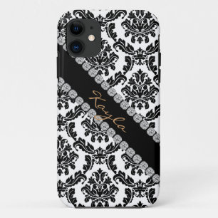 CHIC DAMASK BLING  I phone 5 COVER BLACK & WHITE