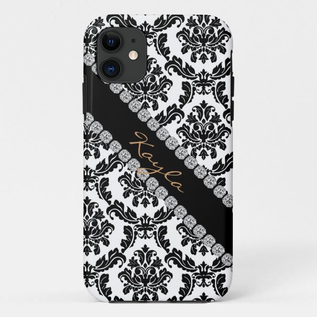 CHIC DAMASK BLING  I phone 5 COVER BLACK & WHITE (Back)