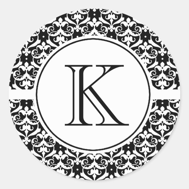 Chic Damask Classic Round Sticker (Front)