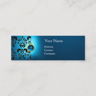CHIC DAMASK GEM  MONOGRAM blue Mini Business Card