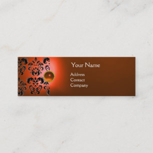 CHIC DAMASK GEM MONOGRAM orange Mini Business Card