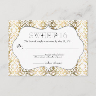 Chic Damask RSVP [Gold] Card