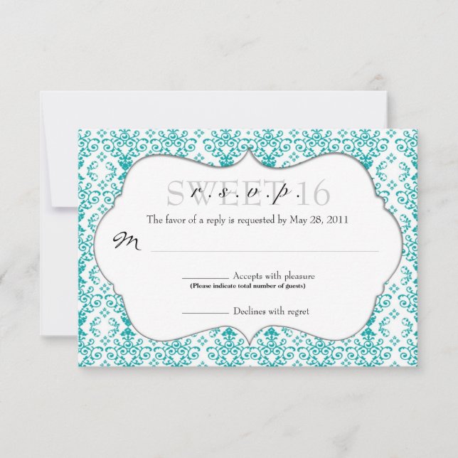 Chic Damask RSVP [Teal] (Front)