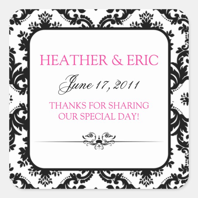 Chic Damask Square Stickers (Front)
