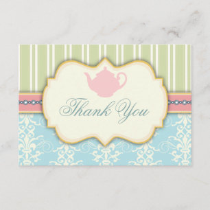 Chic Damask & Stripe Bridal Shower Tea Invitation