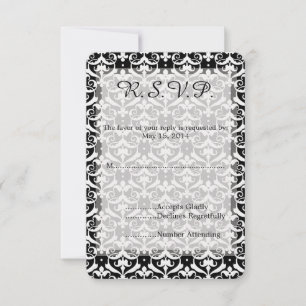 Chic Damask Wedding RSVP Card