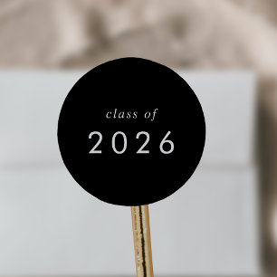 Chic Dark Black Class of 2025 Graduation Sticker