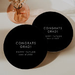 Chic Dark Black Congrats Grad Graduation Paper Plate<br><div class="desc">These chic dark black congrats grad graduation paper plates are perfect for a modern grad party. The simple dark design features classic minimalist black and white typography with a stylish sophisticated feel. Customisable in any colour.

Personalise your paper plates with the name of the graduate and class year.</div>