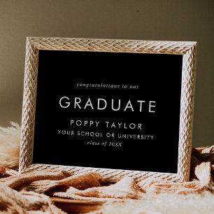 Chic Dark Black Congratulations Graduate Poster