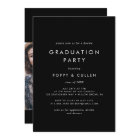 Chic Dark Black Photo Double Graduation Party