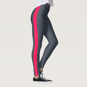 Chic Dark Blue Bright Pink Side Panel Leggings