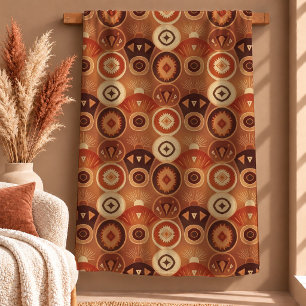 Chic Dark Brown Copper Rainbow Pattern Pillow Fleece Blanket