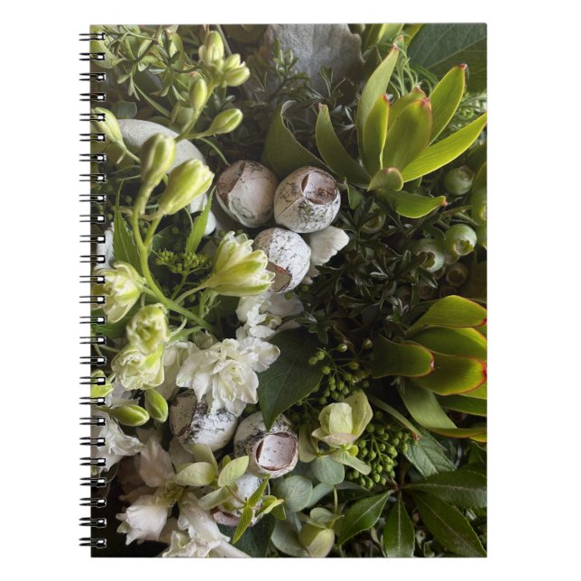 Chic Dark Green Botanical Leaves Notebook (Front)