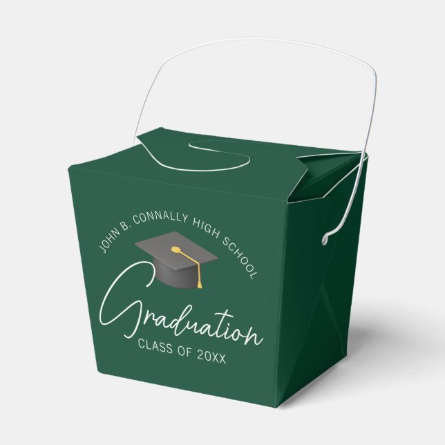 Chic Dark Green Custom Graduation Party Fortune Favour Box (Front Side)