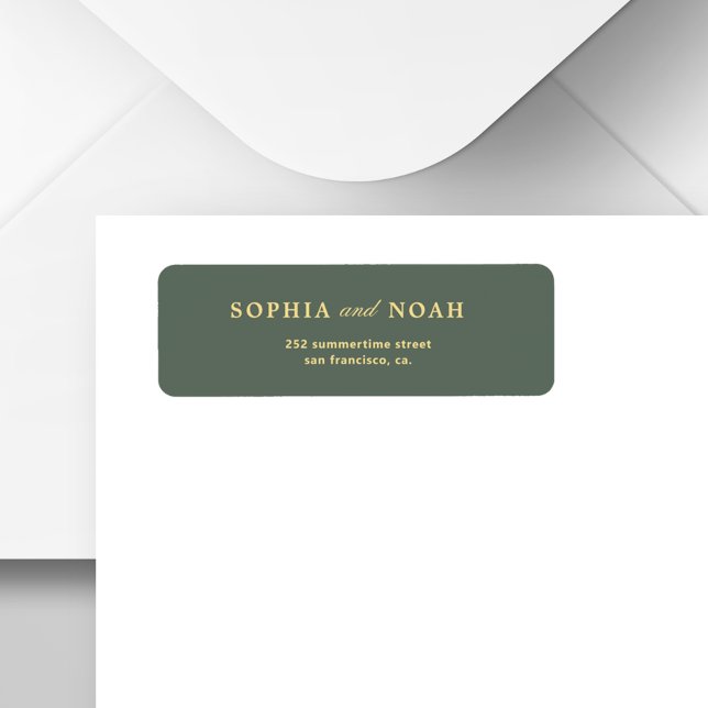 Chic dark green gold wedding return address (Creator Uploaded)