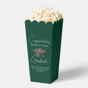Chic Dark Green Graduation Party Popcorn Favour Box