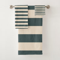 Chic Dark Green Off-White Striped pattern