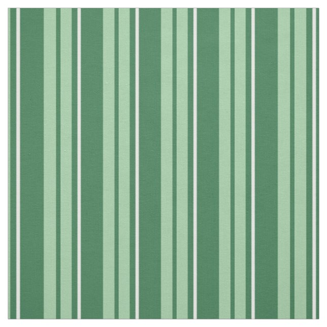 Chic Dark Green, Pale Green, White Barcode Stripes Fabric (Swatch)