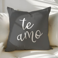 Chic Dark Grey and White Spanish I Love You Te Amo