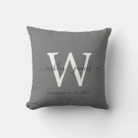 Chic Dark Grey White Monogram Wedding Keepsake