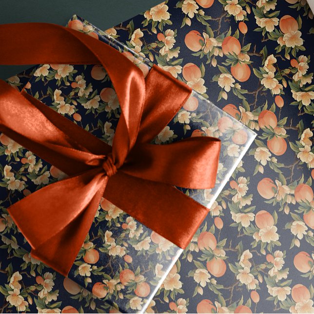 Chic Dark Peach Blossom Elegance Wrapping Paper (Creator Uploaded)