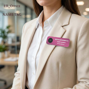 Chic Dark Pink Metallic Business Employee Logo Name Tag