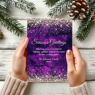 Chic dark purple gold glitter Christmas new year