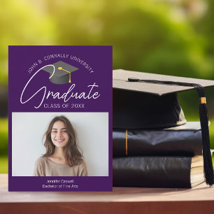 Chic Dark Purple Graduate Photo 2025 Graduation Announcement