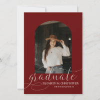 Chic Dark Red Arch 5 Photo Collage Graduation