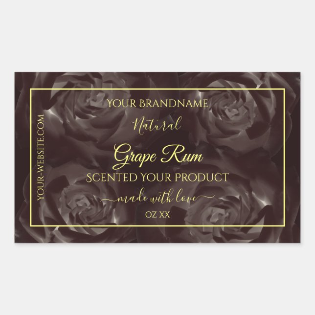 Chic Dark Red Brown Blooming Roses Product Labels (Front)