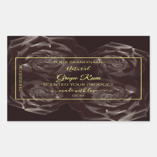 Chic Dark Red Brown Blooming Roses Product Labels