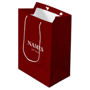 Chic Dark Red Custom Name Gift Bag