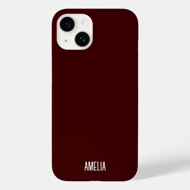 Chic Dark Red &White script Personalised Name Case-Mate iPhone Case (Back)