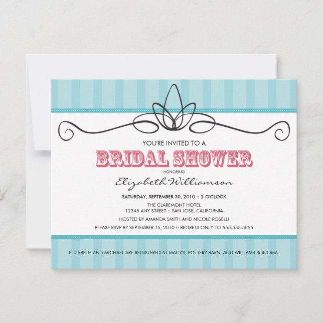 Chic Deco Bridal Shower Invitation (aqua) (Front)