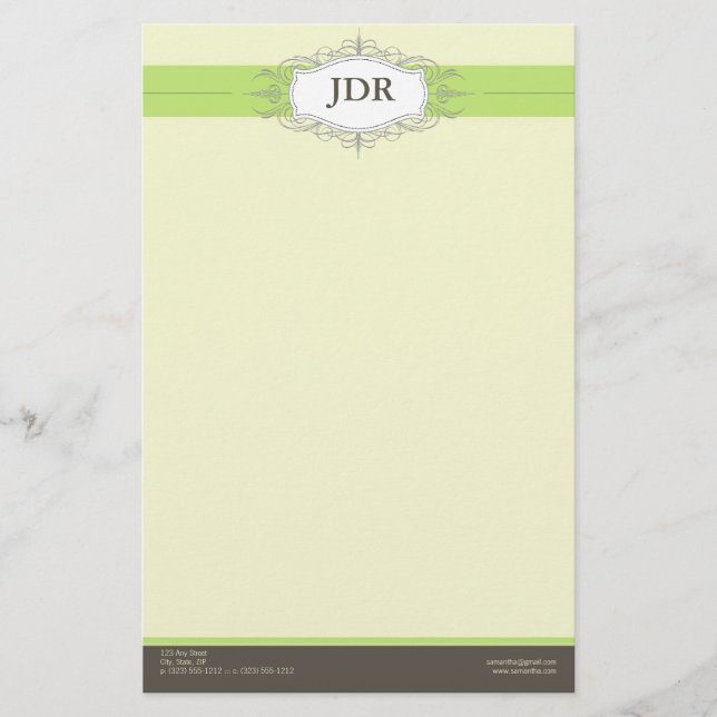 Chic Deco Lime Customised Stationery (Front)