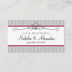 Chic Deco Silver/Red Wedding Website Card