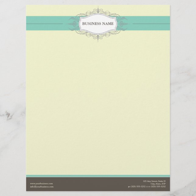 Chic Deco Teal Customised Letterhead (Front)