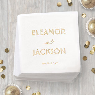 Chic Deco Typography Names Stylish Vintage Wedding Foil Napkins