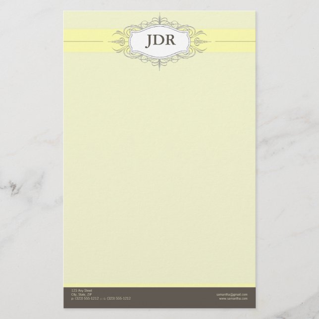 Chic Deco Yellow Customised Stationery (Front)