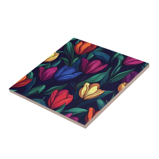 Chic Decorative Tulip Ceramic Tiles  For Spa-Style (Side)