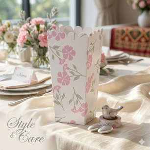 Chic Deep Pink Floral Popcorn Favor Boxes for Part