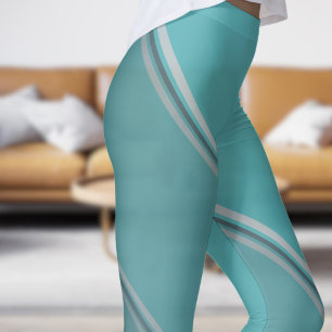 Chic Deep Space under Eggshell Blue Banded Print Leggings