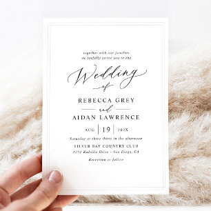 Chic Delicate Border Modern Script Wedding Invitation
