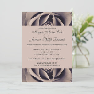 Chic Delicate Rose Wedding Invitation
