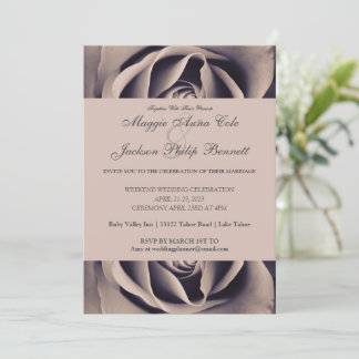Chic Delicate Rose Wedding Invitation