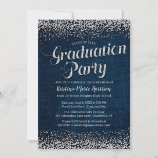 Chic Denim and Diamonds Graduation Party Invitation