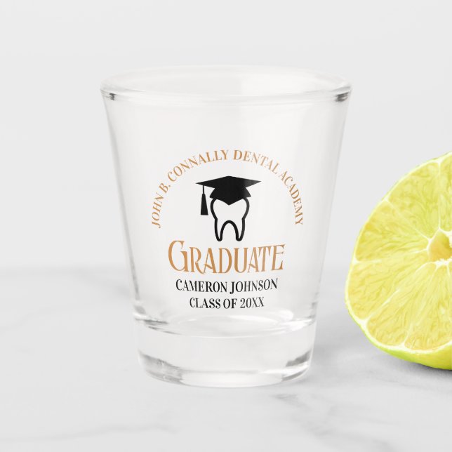 Chic Dental School Custom Dentist Graduation Party Shot Glass (Front)