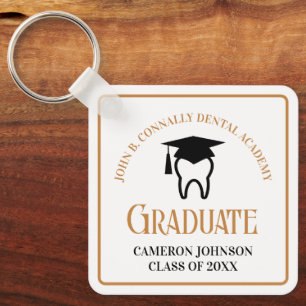 Chic Dental School Custom Gold Graduation Gift Key Ring