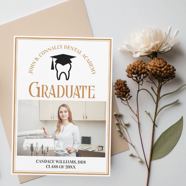 Chic Dental School Photo Custom Graduation Announcement (Creator Uploaded)