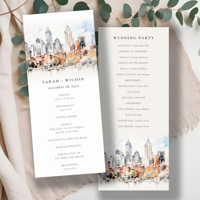 Chic Denver Colorado Skyline Wedding Program Invitation (Creator Uploaded)